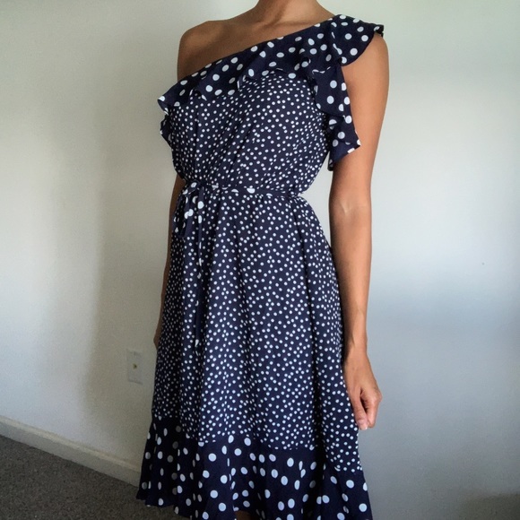 Dresses & Skirts - Polka dot one shoulder dress